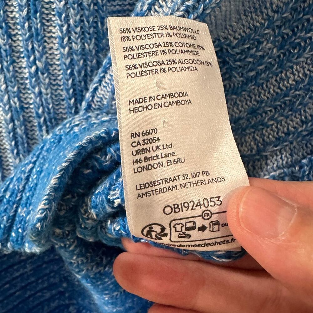 Anthropologie Pilcro Marled Blue Cable Knit High Low Sweater M Coastal Grandma - Picture 4 of 8
